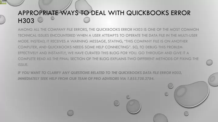 appropriate ways to deal with quickbooks error h303