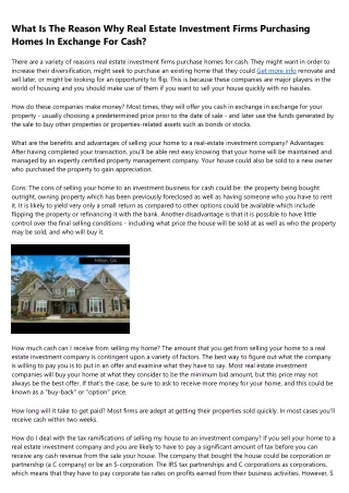 what is the reason why real estate investment