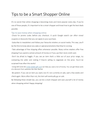 tips to be a smart shopper online