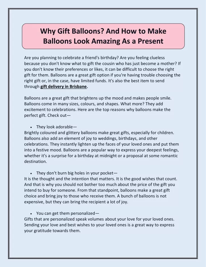 why gift balloons and how to make balloons look