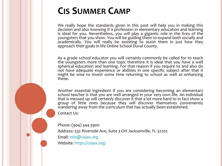 cis summer camp