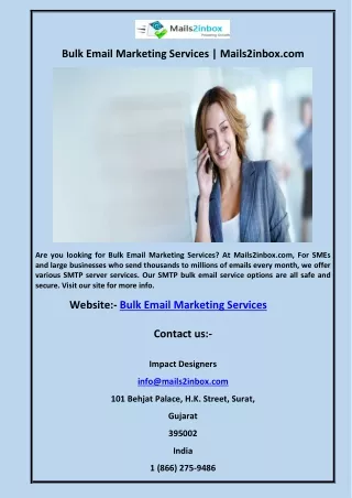 Bulk Email Marketing Services | Mails2inbox.com