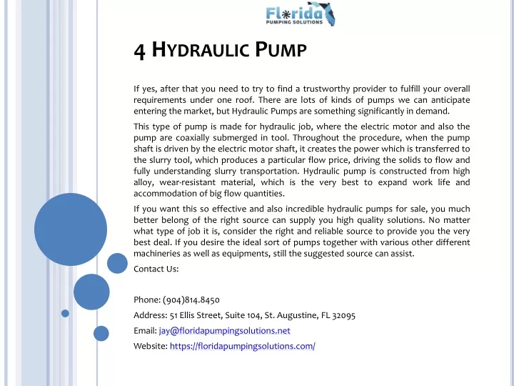 4 hydraulic pump