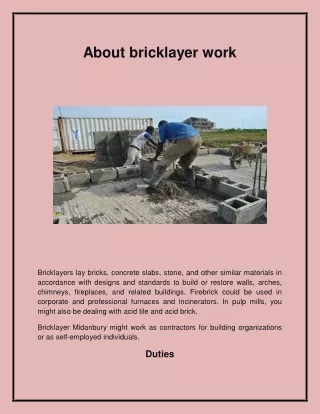 about bricklayer work