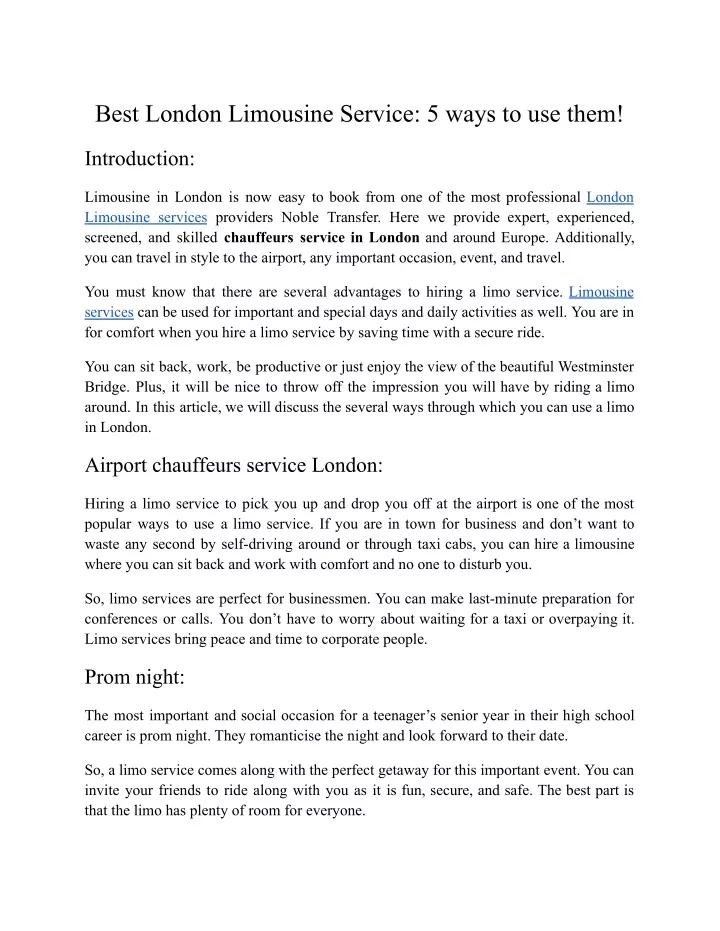 best london limousine service 5 ways to use them