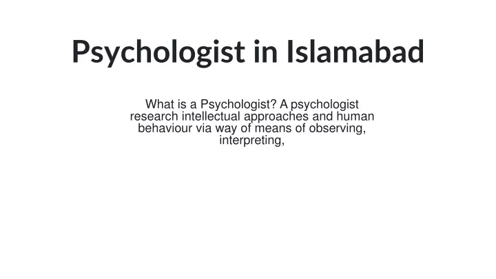 psychologist in islamabad