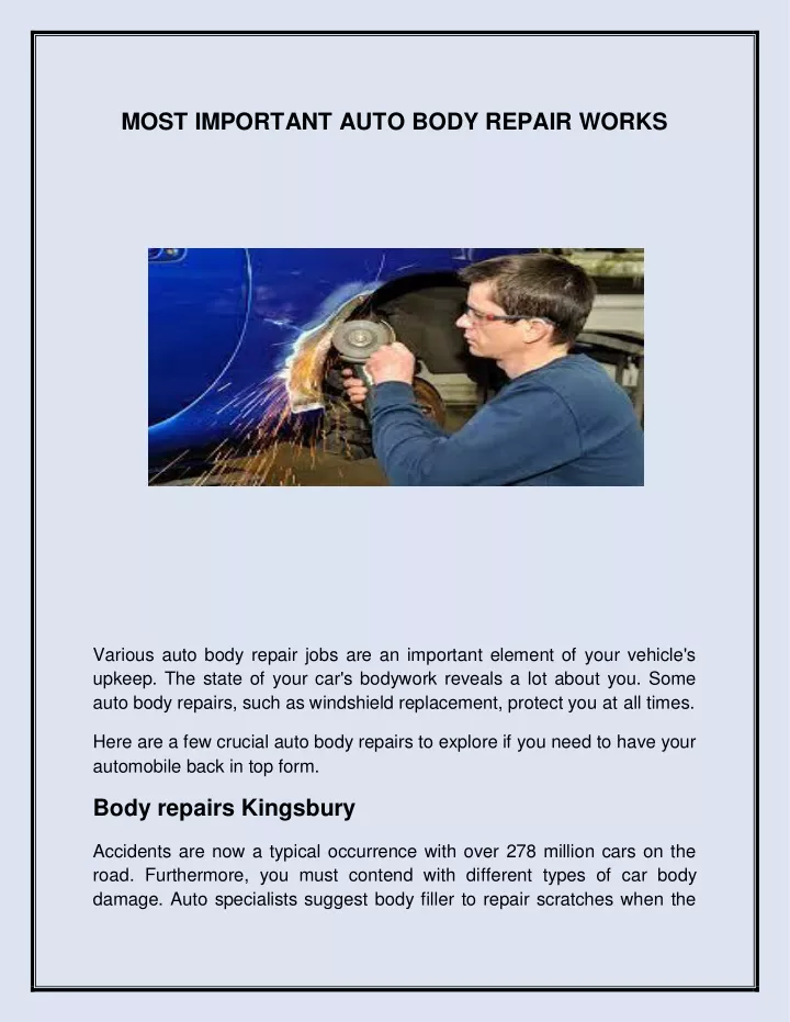 most important auto body repair works