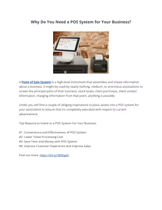 why do you need a pos system for your business