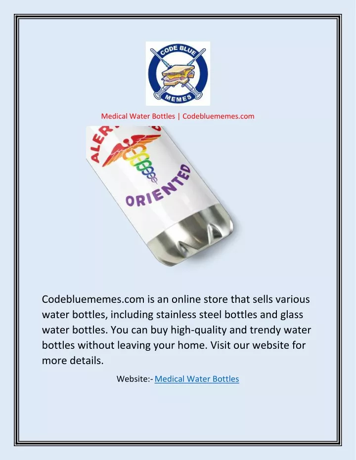 medical water bottles codebluememes com