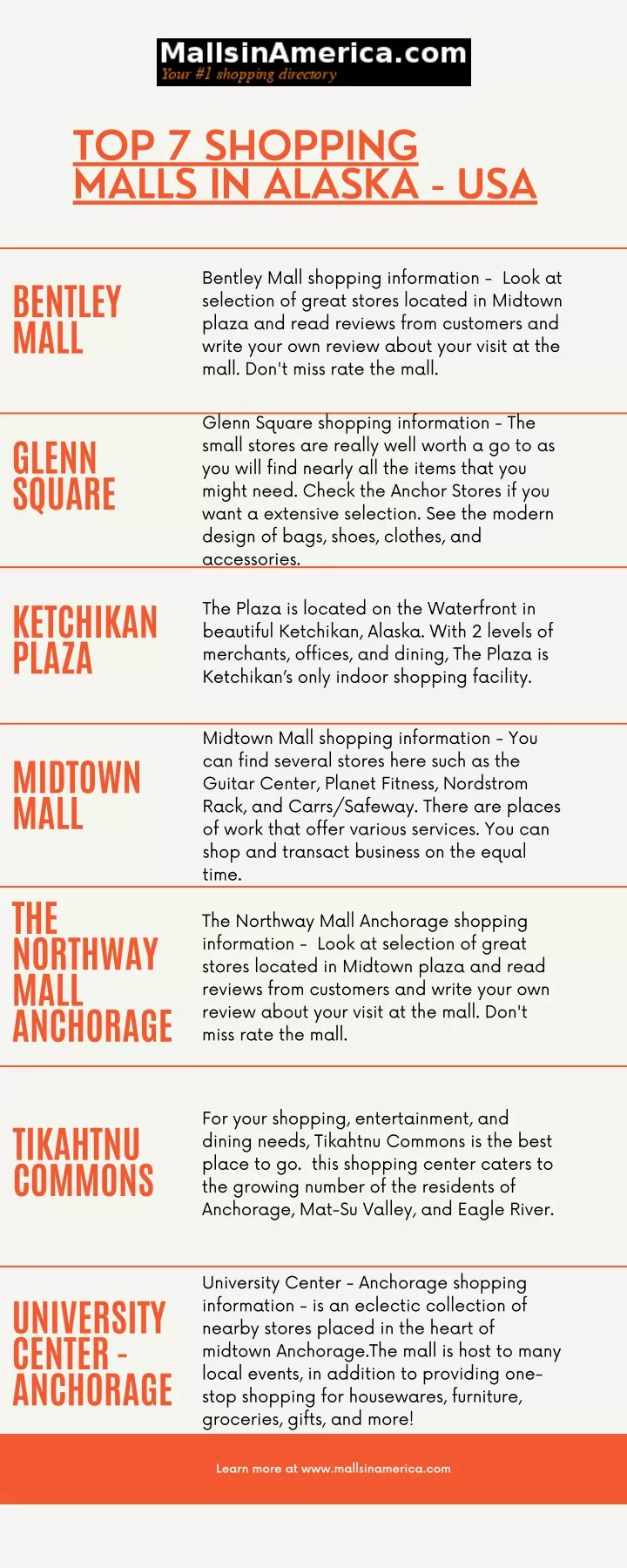top 7 shopping malls in alaska usa
