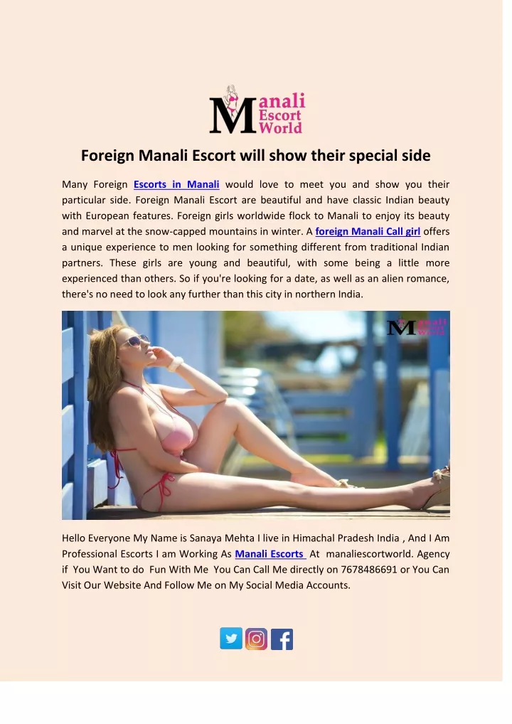 foreign manali escort will show their special side