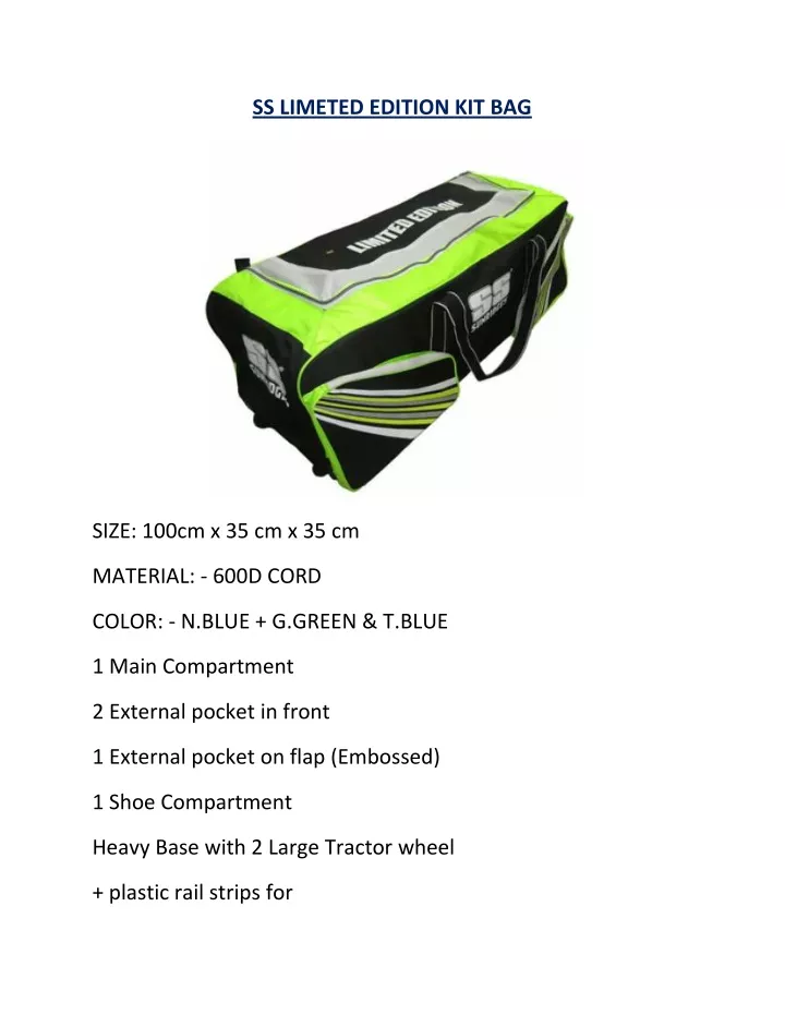 ss limeted edition kit bag