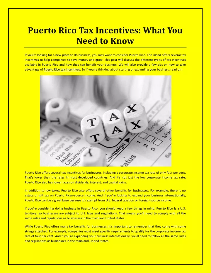 PPT - Puerto Rico Tax Incentives: What You Need To Know PowerPoint ...