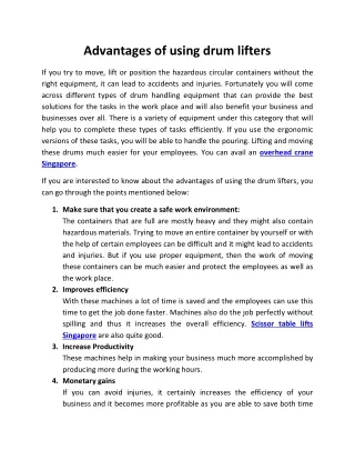 advantages of using drum lifters