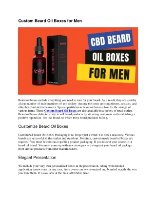 Custom Beard Oil Boxes for Men
