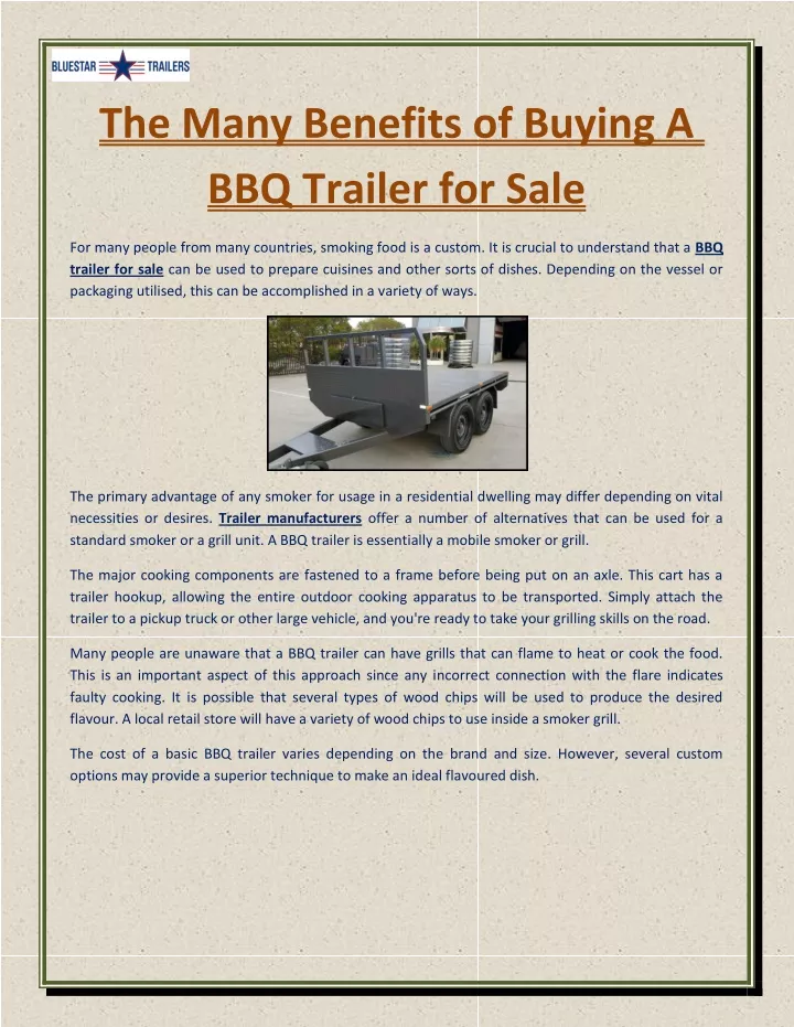 the many benefits of buying a bbq trailer for sale