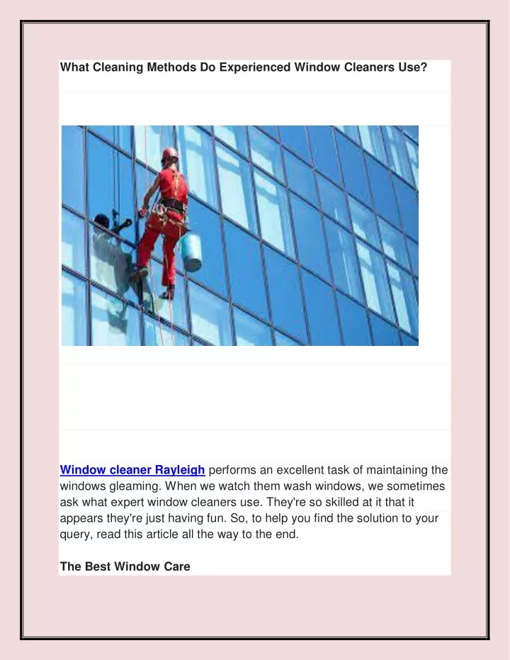 what cleaning methods do experienced window