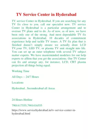 TV Service Center in Hyderabad