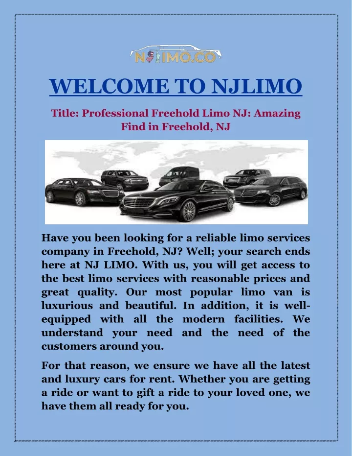 welcome to njlimo