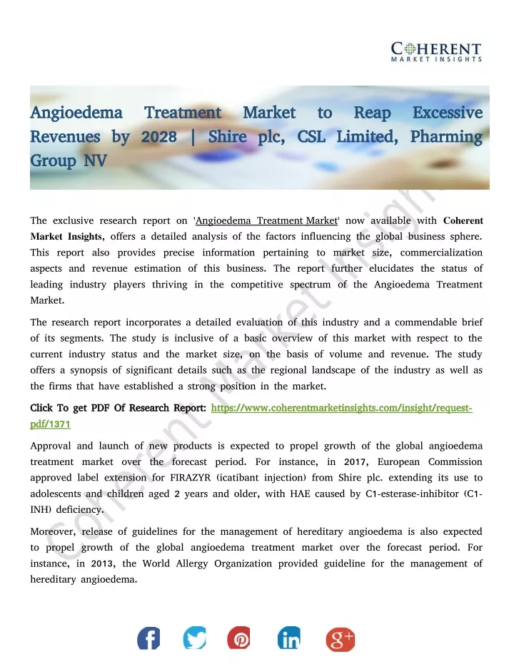 angioedema treatment market to reap excessive