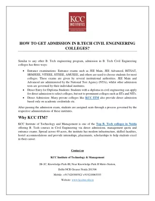 How to Get Admission in B. Tech Civil Engineering Colleges