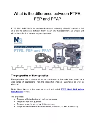 what is the difference between ptfe fep and pfa