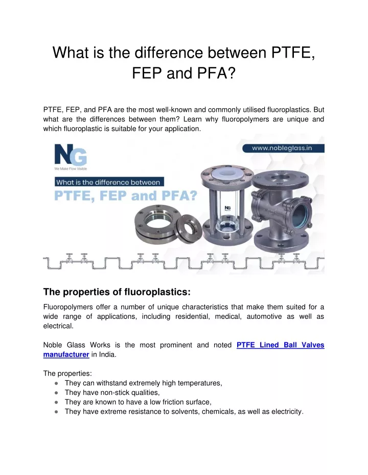 what is the difference between ptfe fep and pfa