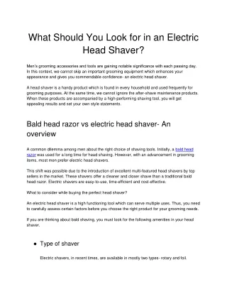 What Should You Look for in an Electric Head Shaver