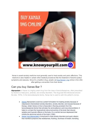 Buy Xanax 1 Mg Online