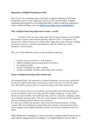 importance of digital marketing in 2022