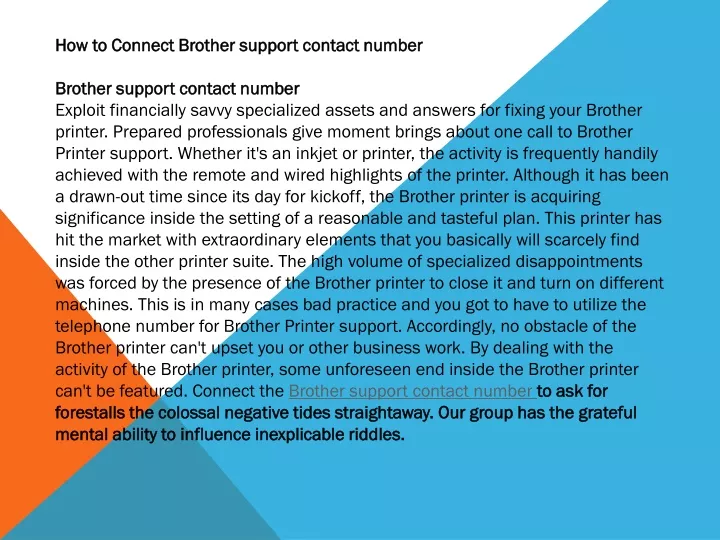 how to connect brother support contact number