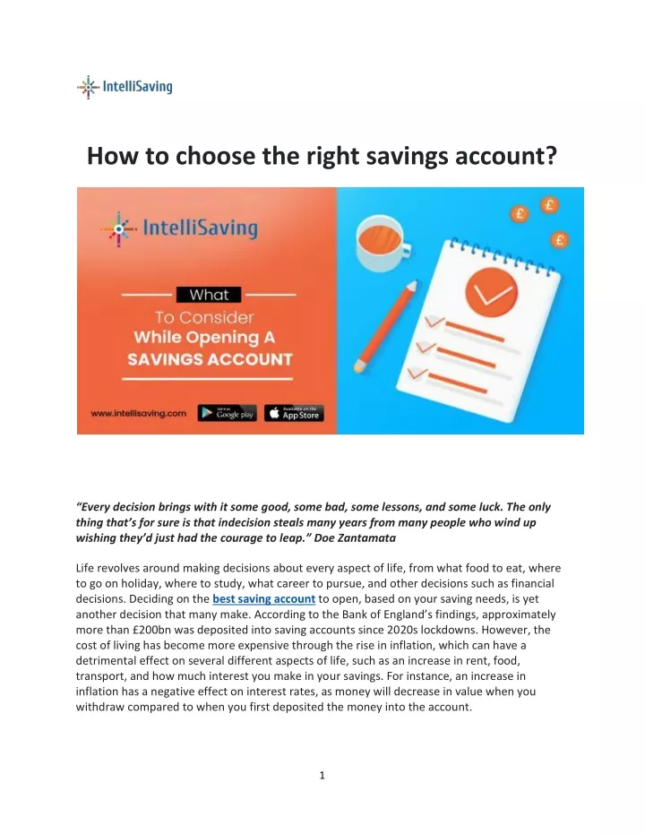 how to choose the right savings account