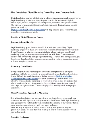 how completing a digital marketing course helps