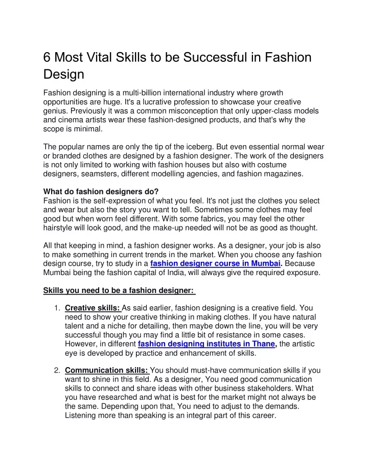 6 most vital skills to be successful in fashion