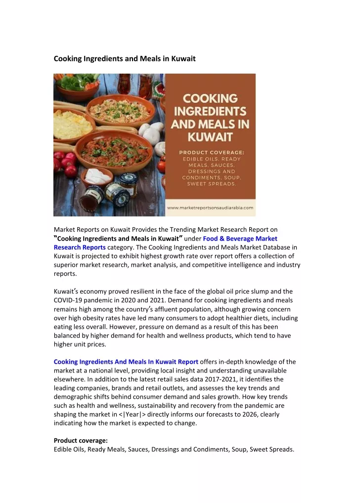 cooking ingredients and meals in kuwait
