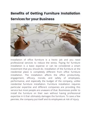 Benefits of Getting Furniture Installation Services for your Business