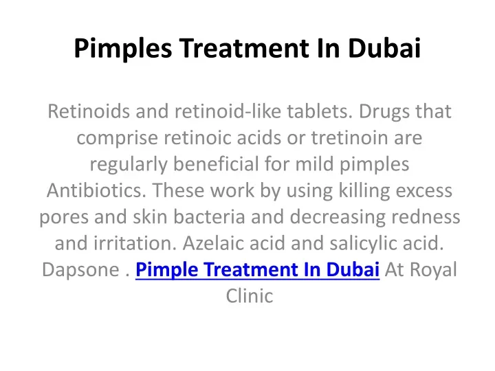 pimples treatment in dubai