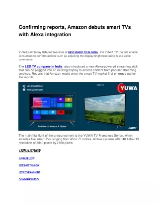 Confirming reports, Amazon debuts smart TVs with Alexa integration