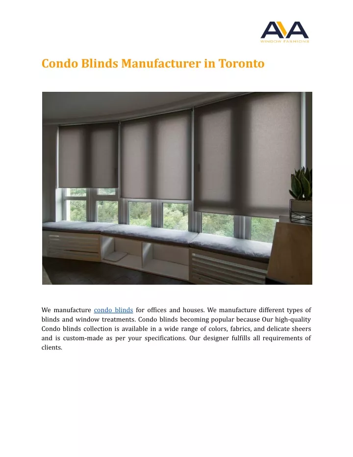 condo blinds manufacturer in toronto