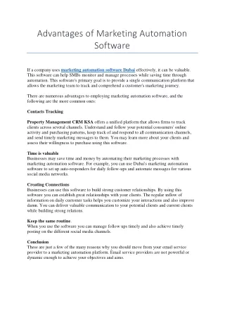 advantages of marketing automation software