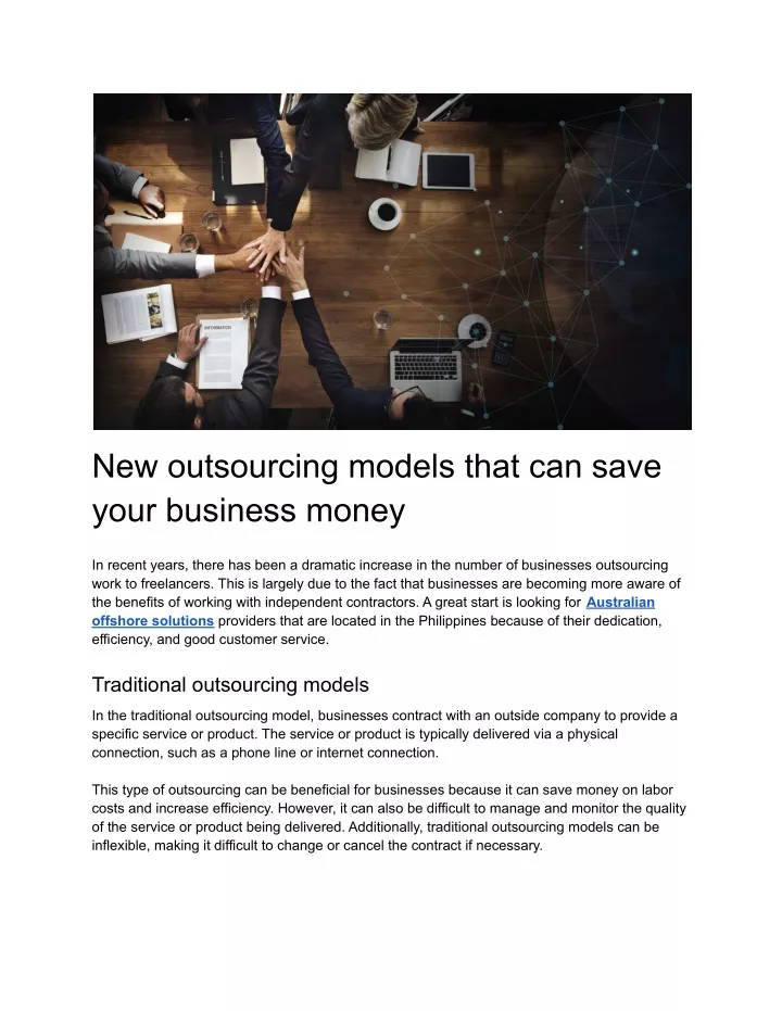 new outsourcing models that can save your