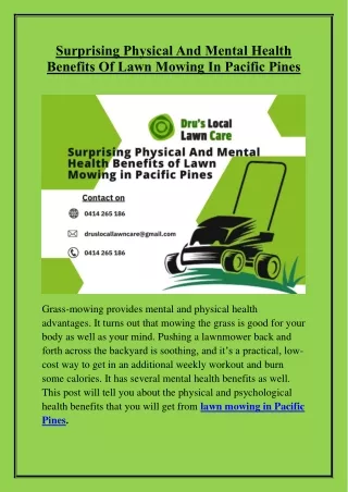 Surprising Physical And Mental Health Benefits Of Lawn Mowing In Pacific Pines