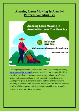 Amazing Lawn Mowing In Arundel Patterns You Must Try