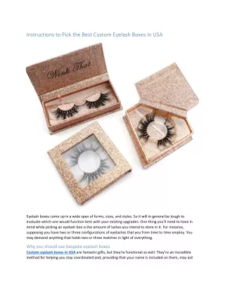 Instructions to Pick the Best Custom Eyelash Boxes In USA