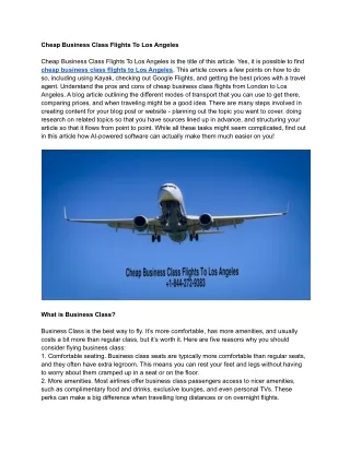 Cheap Business Class Flights To Los Angeles