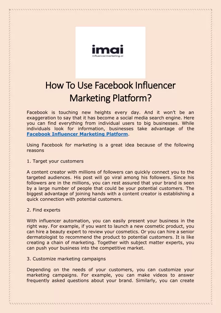 how to use facebook influencer