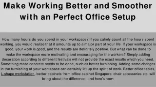 Make Working Better and Smoother with an Perfect Office Setup