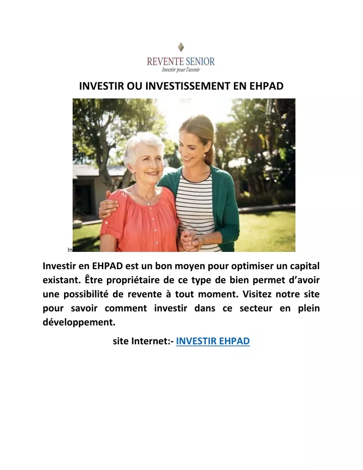 investir ou investissement en ehpad