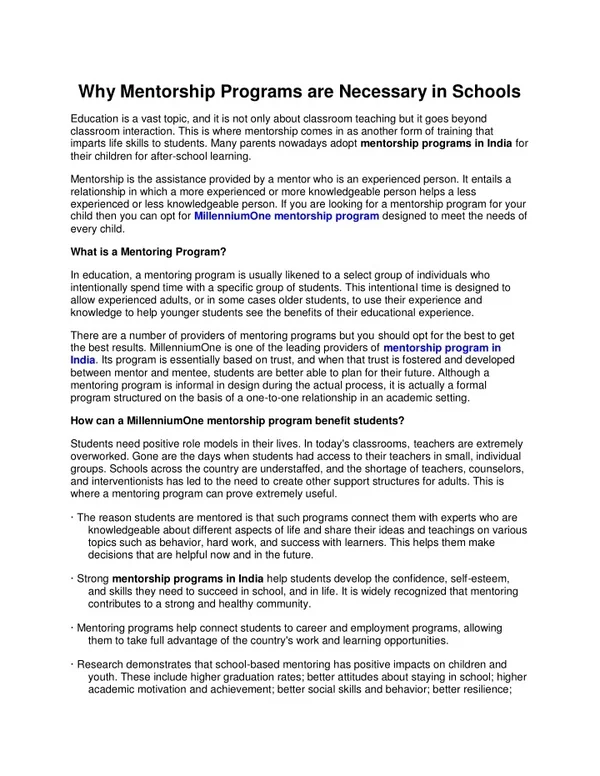 PPT - Why Mentorship Programs are Necessary in Schools PowerPoint ...