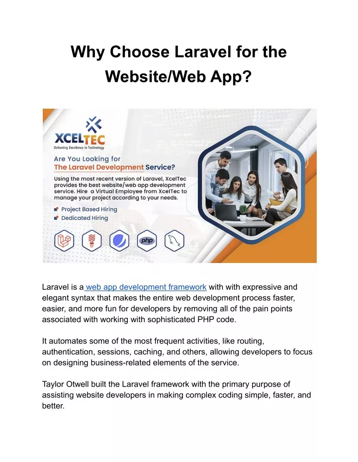 why choose laravel for the website web app